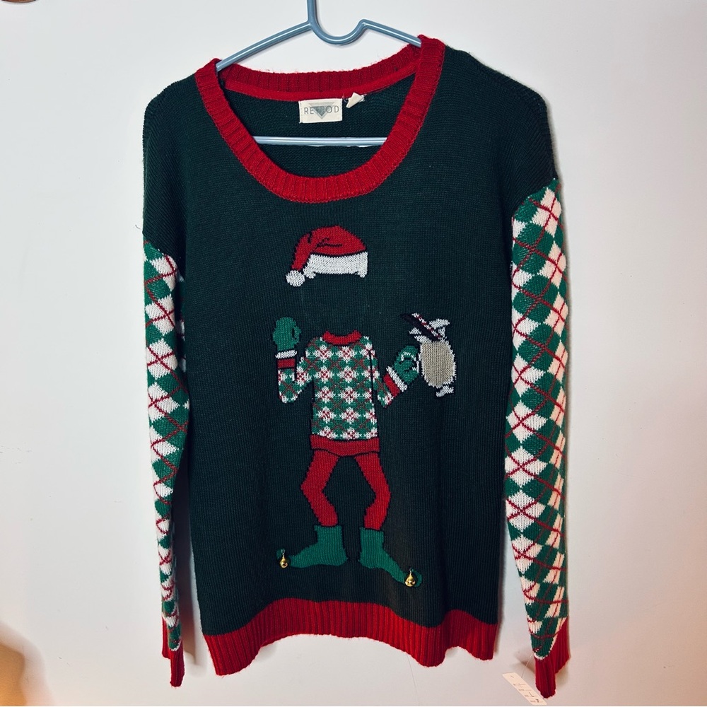 Holiday Green and Red Crewneck Sweater